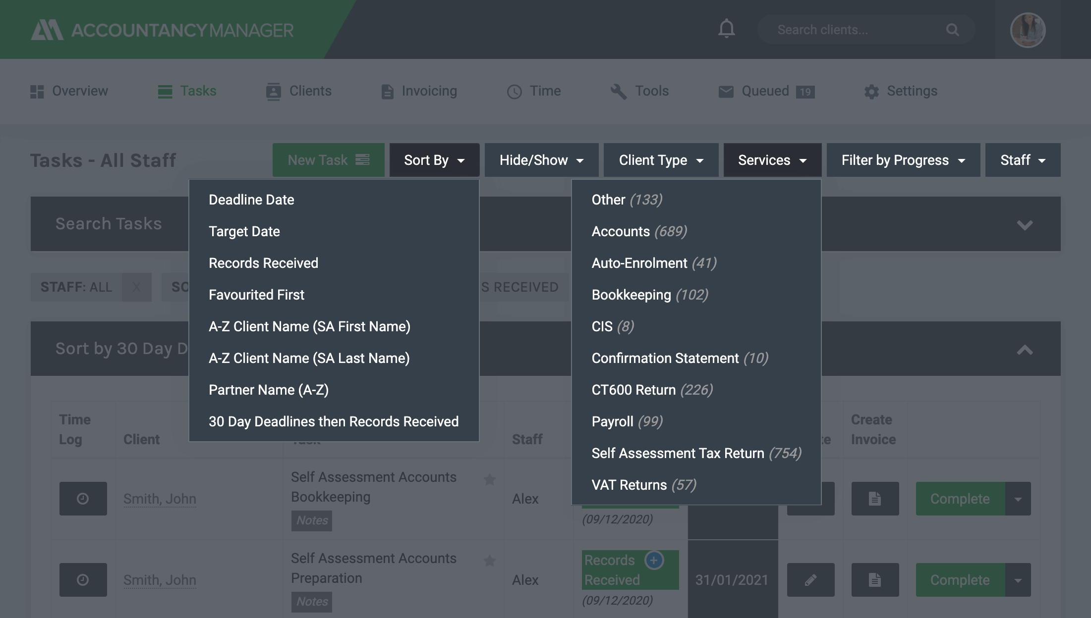 Customise your task list to suit you